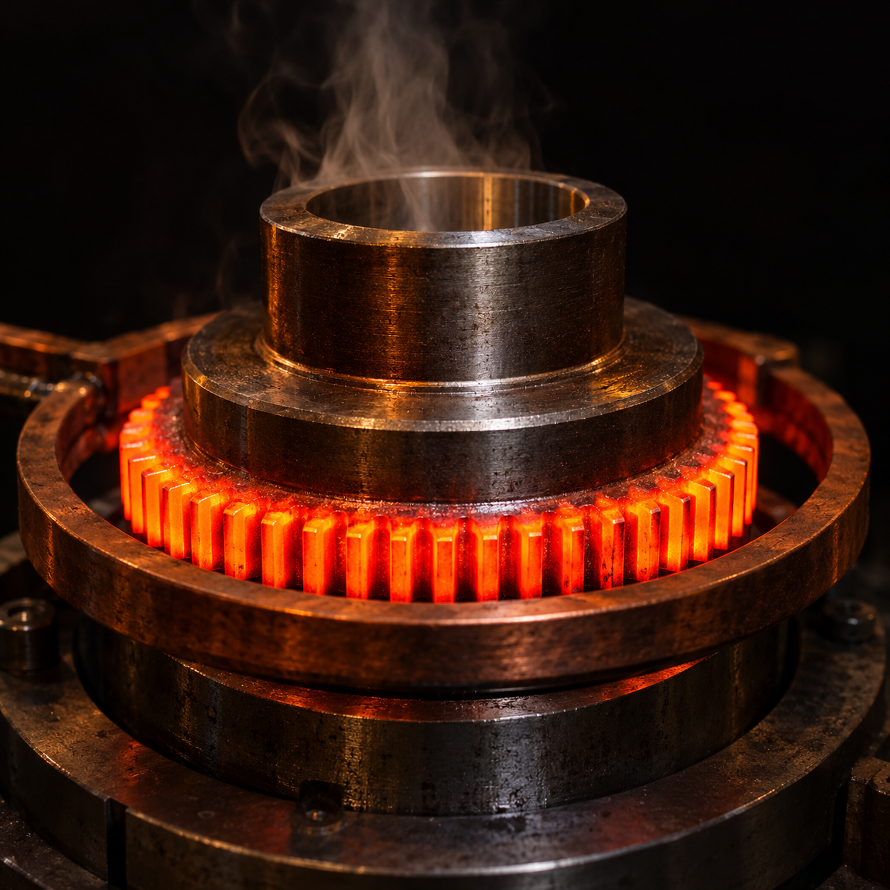 Glowing gear teeth during induction hardening